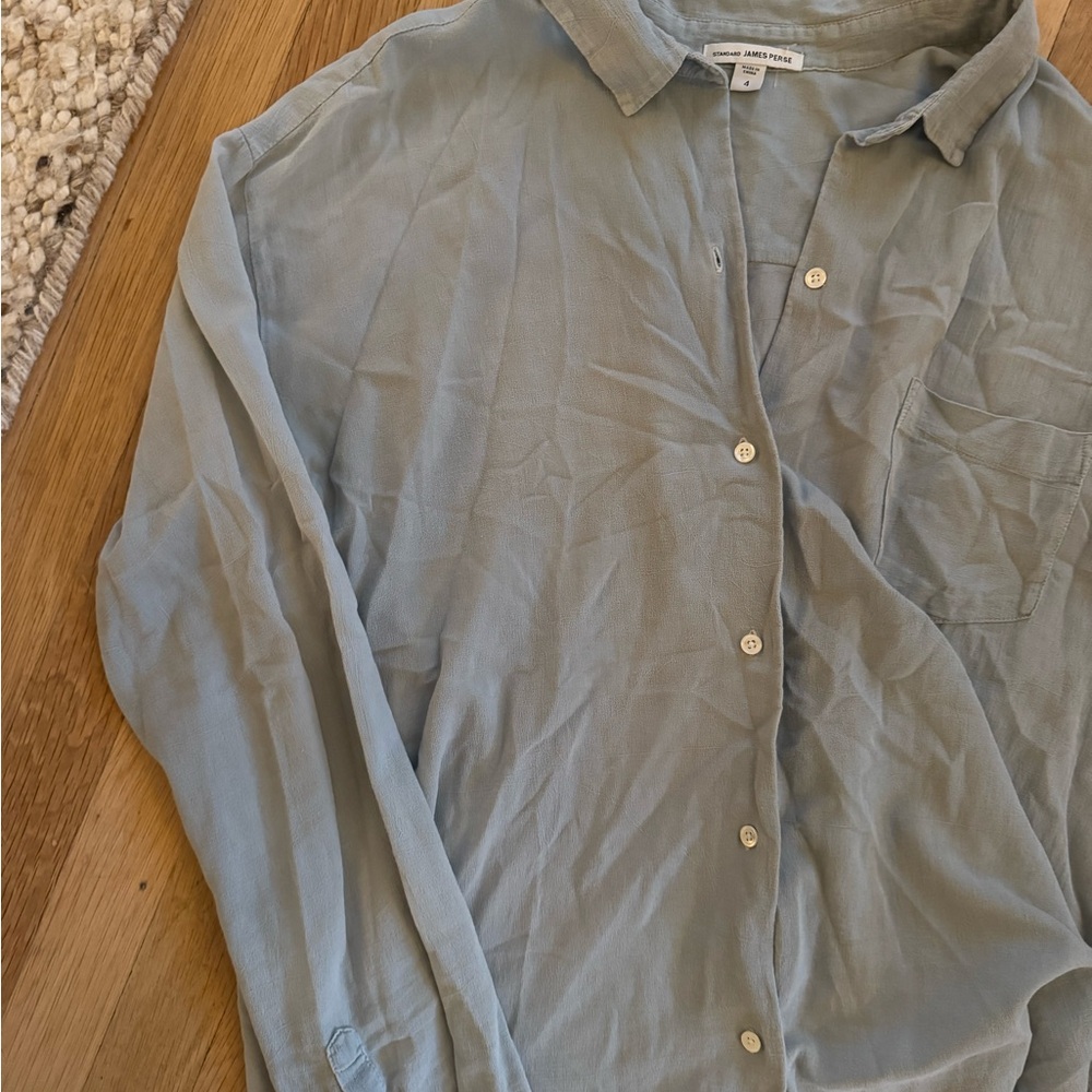James Perse Soft Blue 100% Cotton Blouse
